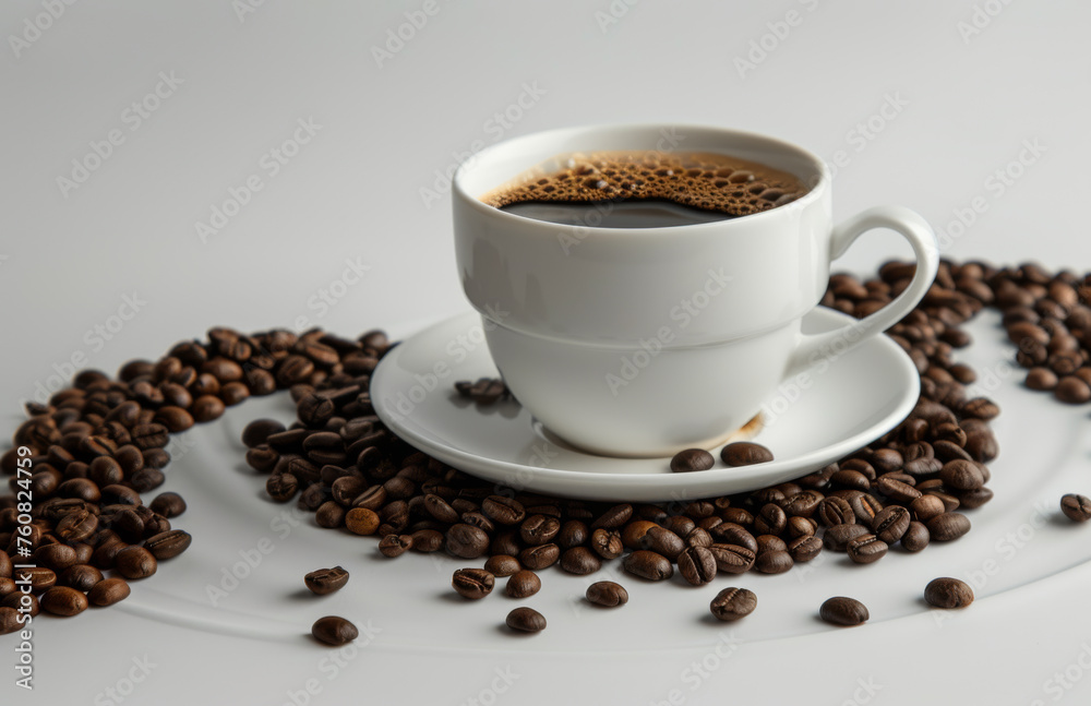 Fototapeta premium Whiplash Style, Coffee Cup and Beans Composition