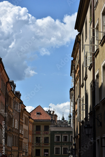 Historical buildings in the old town of Warsaw  Poland