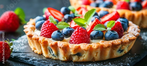 Capturing delightful tarts on indoor kitchen table in a professional photo studio