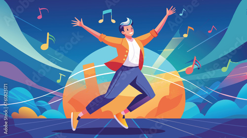Jubilant Man Dancing to Music at a Festive Event