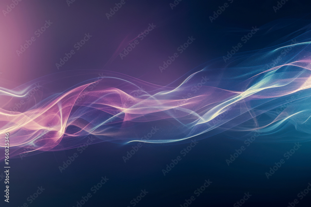 Fototapeta premium Dark abstract background with glowing wave. Shiny moving lines design element.