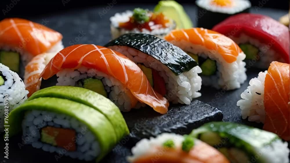 delicious set of rolls in a restaurant delicious set of rolls in a restaurant