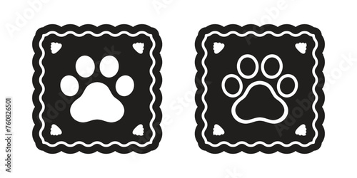 dog paw vector footprint icon logo square doodle cat kitten pet puppy cartoon character illustration symbol design clip art © CNuisin