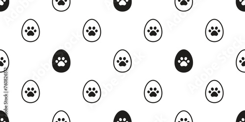 easter egg seamless pattern footprint dog paw vector chicken doodle pet cartoon symbol tile background gift wrapping paper repeat wallpaper illustration design
