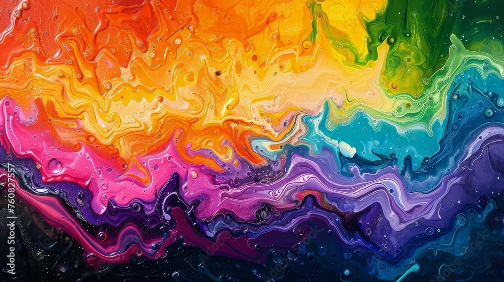 Rainbow Colored Substance Painting - obrazy, fototapety, plakaty 