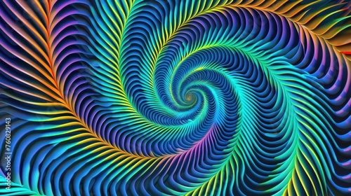a computer generated image of a spiral of blue, green, yellow, and red colors on a black background.