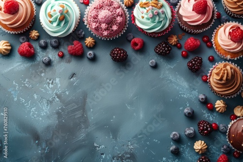 Table Filled With Frosted Cupcakes