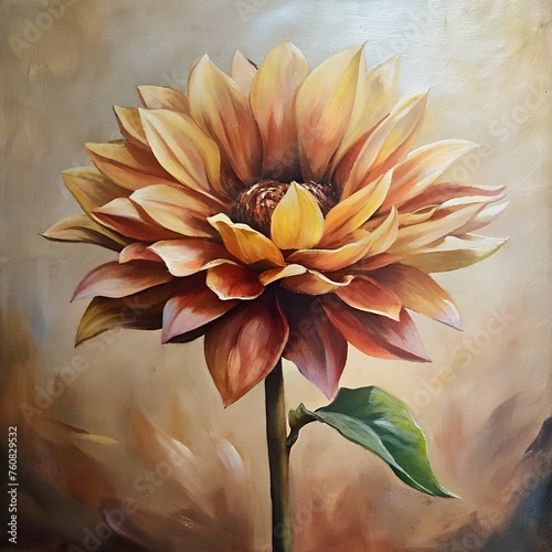 Radiant Reverie: A Captivating Oil Painting of a Crimson Rose in Full Bloom