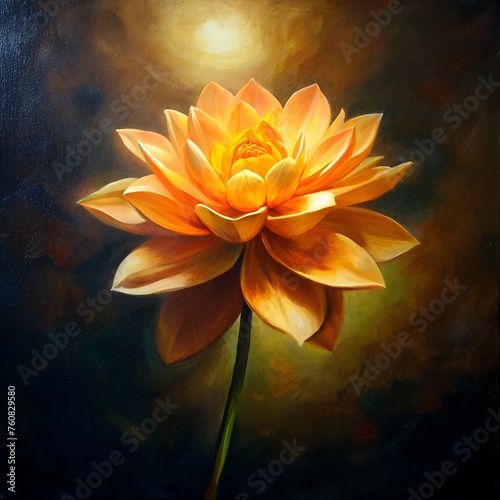 Radiant Reverie: A Captivating Oil Painting of a Crimson Rose in Full Bloom