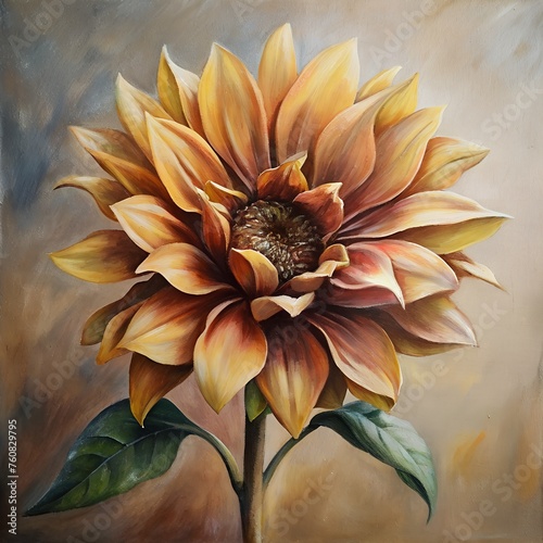 Radiant Reverie: A Captivating Oil Painting of a Crimson Rose in Full Bloom