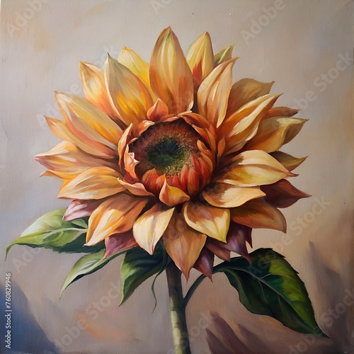 Radiant Reverie: A Captivating Oil Painting of a Crimson Rose in Full Bloom