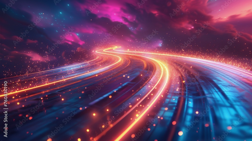 Obraz premium Light Trails on Highway at Night