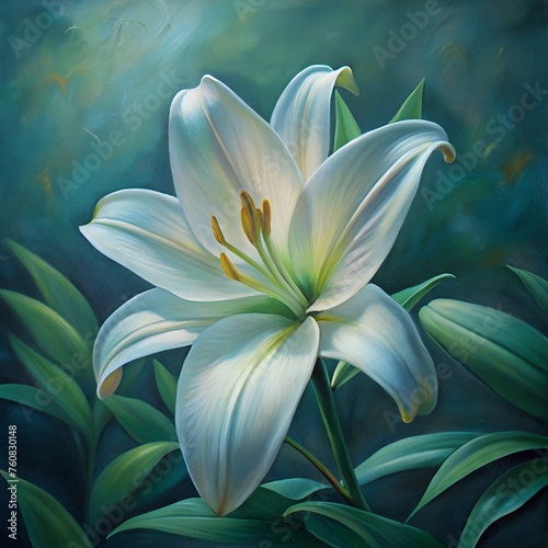 Radiant Reverie: A Captivating Oil Painting of a Crimson Rose in Full Bloom