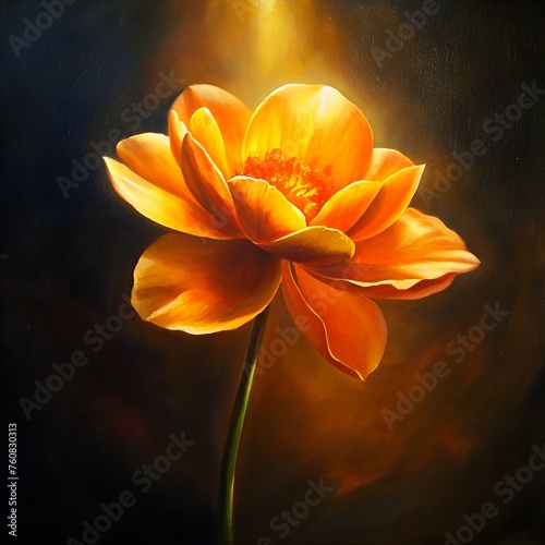 Radiant Reverie: A Captivating Oil Painting of a Crimson Rose in Full Bloom