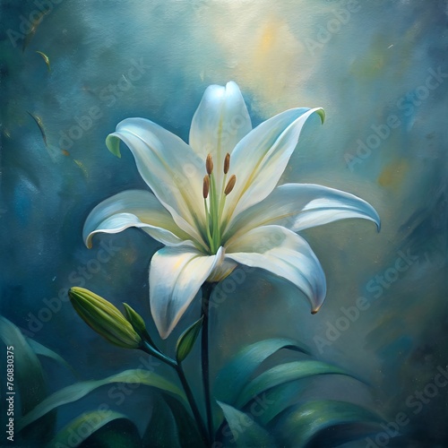 Radiant Reverie: A Captivating Oil Painting of a Crimson Rose in Full Bloom