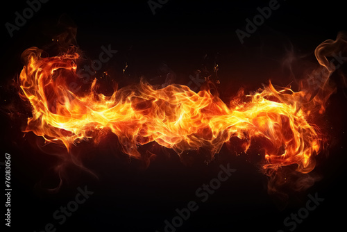 Flames of fire of burning powerful fire dynamic bright background with copy space  black backdrop  logo or t-shirt print