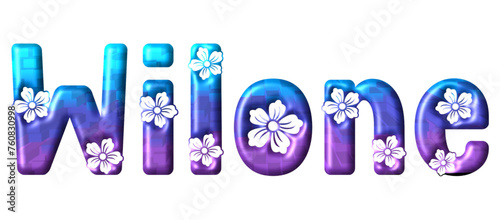 wilone - multicolor - written with engraved typical Hawaiian hibiscus flowers- Word ideal for Banner, e-mail, sublimation greetings, banners, cards, t-shirt, sweatshirt, prints, cricut,