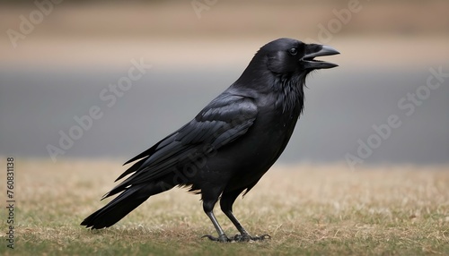 A Crow With Its Feathers Buffeted By A Gust Of Win