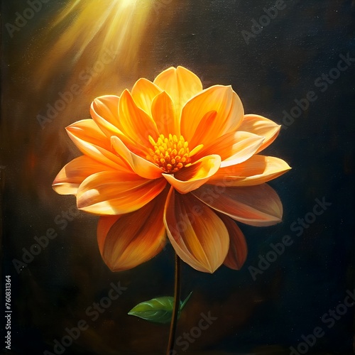 Radiant Reverie: A Captivating Oil Painting of a Crimson Rose in Full Bloom