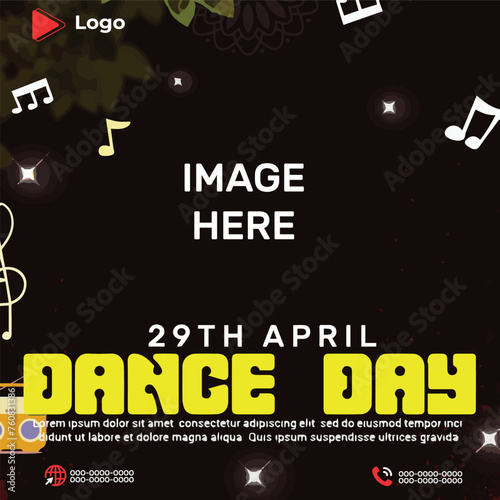 International dance day celebration with instagram and facebook post template   International dance day social media post and web banner design template   Arabic dance post and flyer design template
