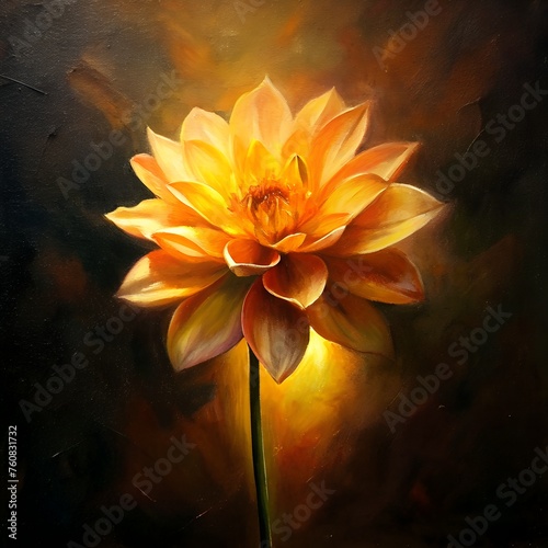 Radiant Reverie: A Captivating Oil Painting of a Crimson Rose in Full Bloom