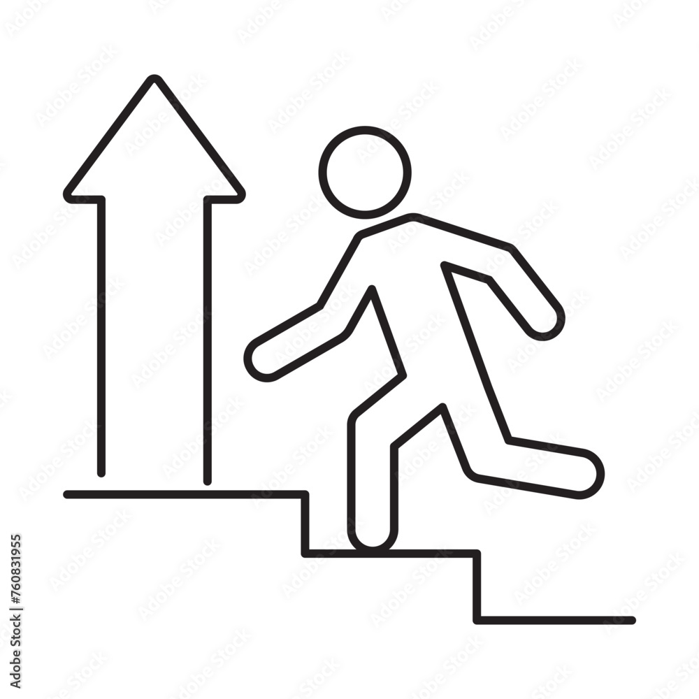 career icon set in black outlined style. man climbs up the career ladder Stairs icon vector suitable for UI designs career icon set in black outlined style. man climbs up the career ladder Stairs icon vector suitable for UI designs