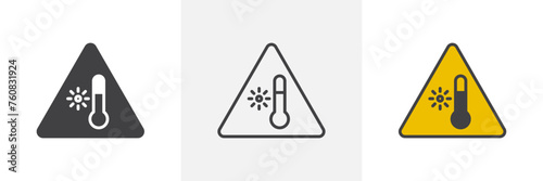 Warning for High Heat and Temperatures. Caution Sign for Overheating Dangers. Elevated Temperature Alert.
