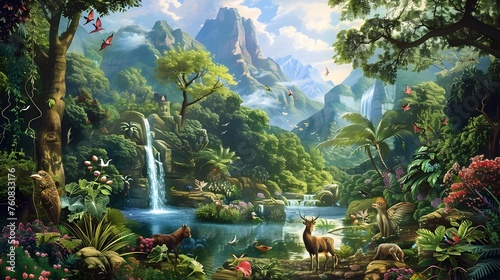Garden of Eden's Tranquil Paradise: A lush, untouched haven as described in Genesis