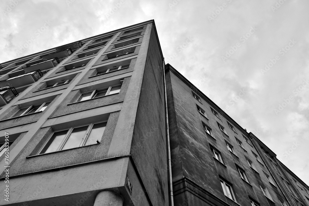 Modern apartment building in Nowa Huta in Krakow, Poland - obrazy, fototapety, plakaty 