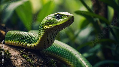 green snake in nature