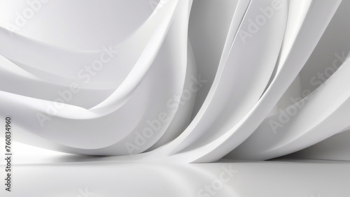 Abstract horizontal background. White curved lines on a white background. AI generative.