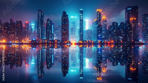 Night City Skyline Illuminated