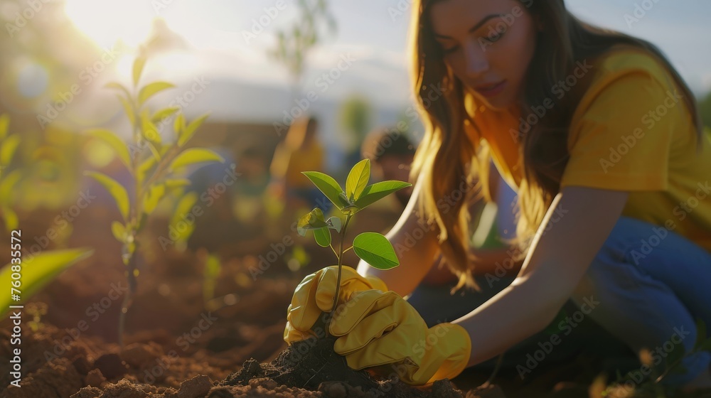 Obraz premium Corporate Social Responsibility Initiatives: A company-sponsored volunteer event benefiting the local community or environment