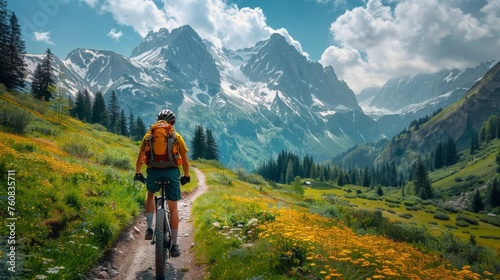 Man Riding Bike Down Dirt Road