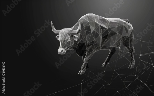 Visualization of a chart of the course movement up and down with a bull and a bear. Generative AI