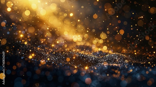 Blurry Gold Lights on Black Background