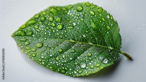 Green Leaf With Water Drops