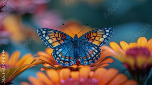 Colorful Butterfly Resting on Flower