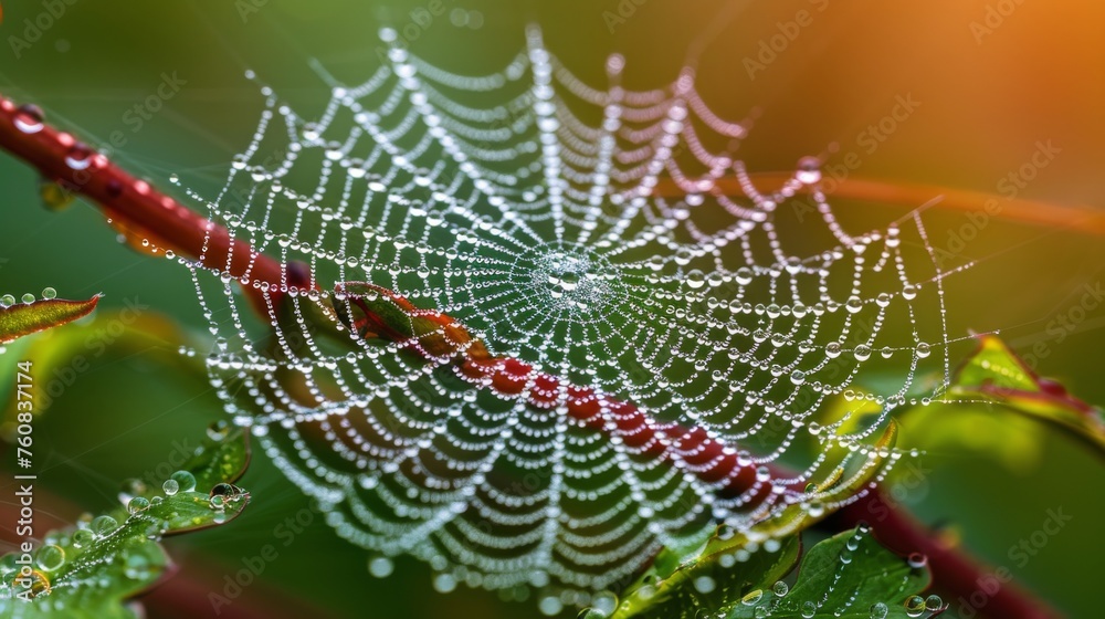 Close Up of Spider Web on Tree Branch Close Up of Spider Web on Tree Branch