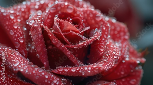 Close Up of a Red Rose With Water Droplets