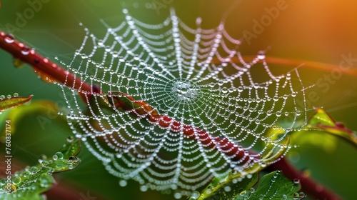 Close Up of Spider Web on Tree Branch