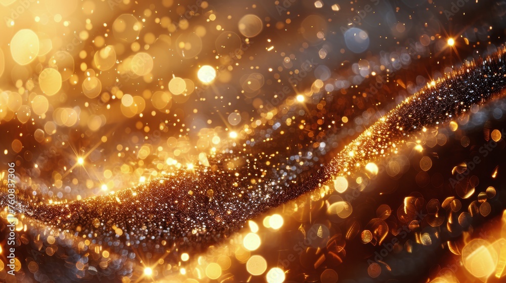 Obraz premium Blurry Gold Lights on Black Background