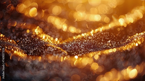 Blurry Gold Lights on Black Background