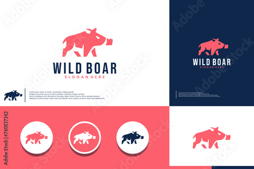 wild boar logo , wildlife symbol , logo design vector.