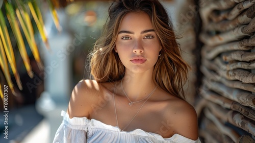 Woman in White Top Posing for Picture