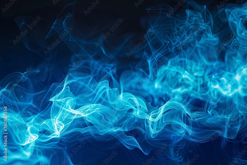 blue smoke on black background. generative ai