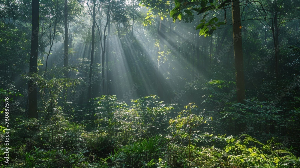 Obraz premium Dense Green Forest Filled With Trees