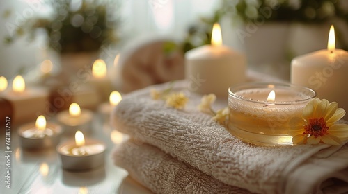 Table Set With Candles and Towels