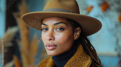 Woman Wearing Brown Hat and Scarf