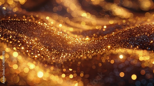 Blurry Gold Lights on Black Background